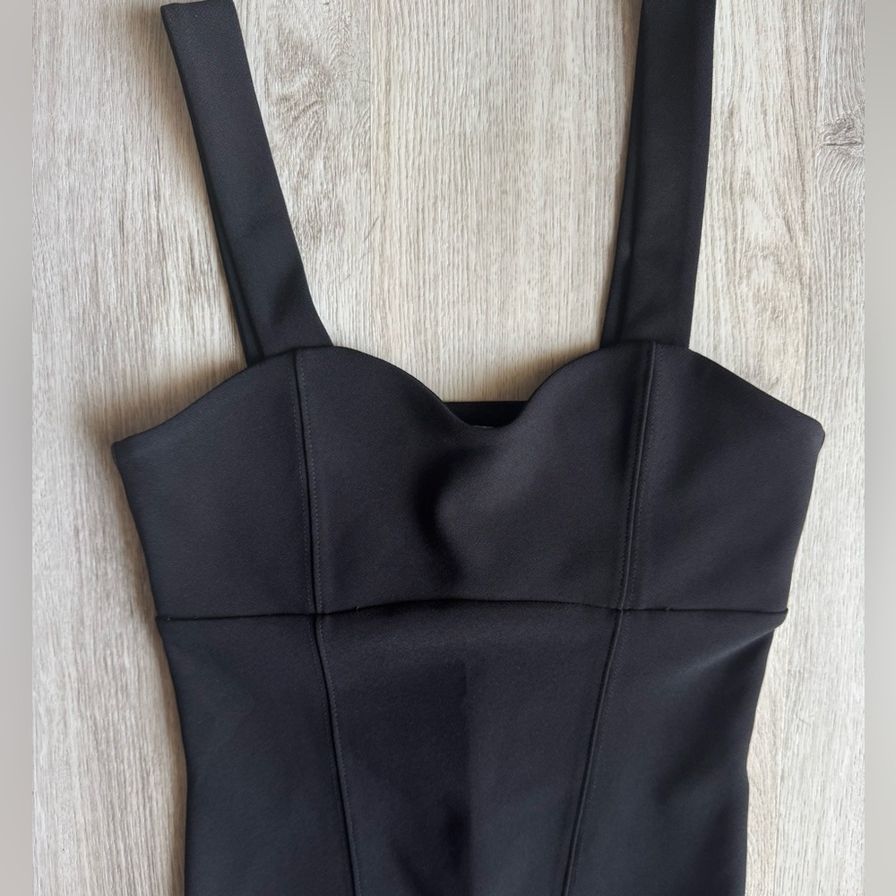 Abercrombie & Fitch Black Crepe Sweetheart Tank Top Bodysuit Stretchy Basic SM - Picture 5 of 11